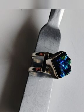 🪩Druzy Titatium Sterling Silver Ring 6.75 US
